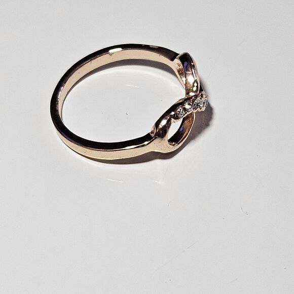 Rose Gold Tone Clear Rhinestone Infinity Ring Size 8 - Picture 10 of 11